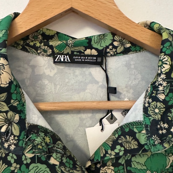 NWT Zara Retro Floral Mini Shirtdress | Size Small - Picture 3 of 8